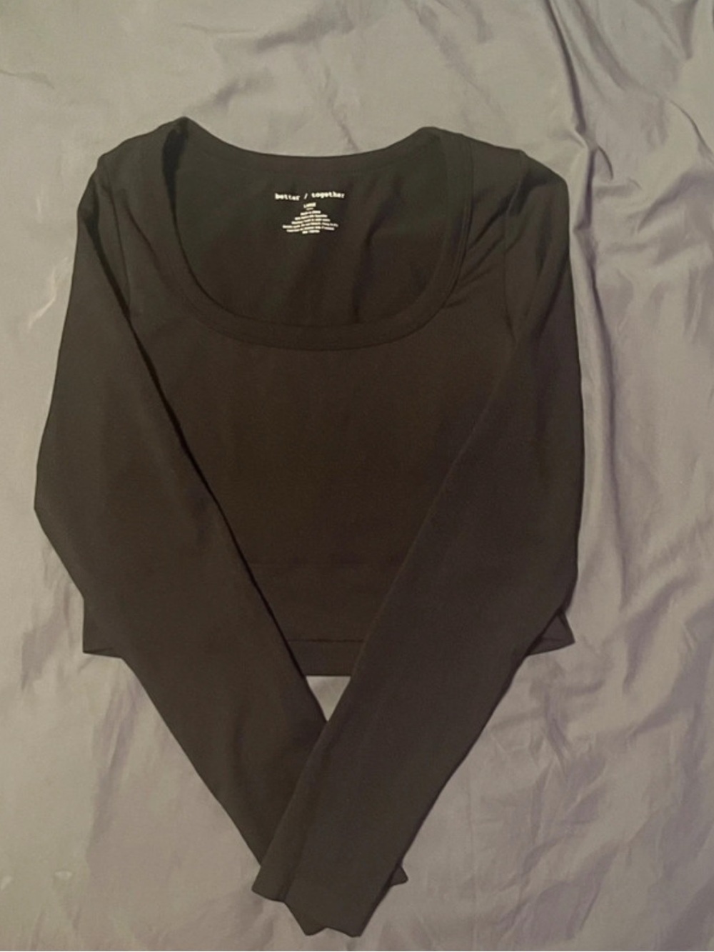 Black Long-Sleeve Scoop Neck Women's Top